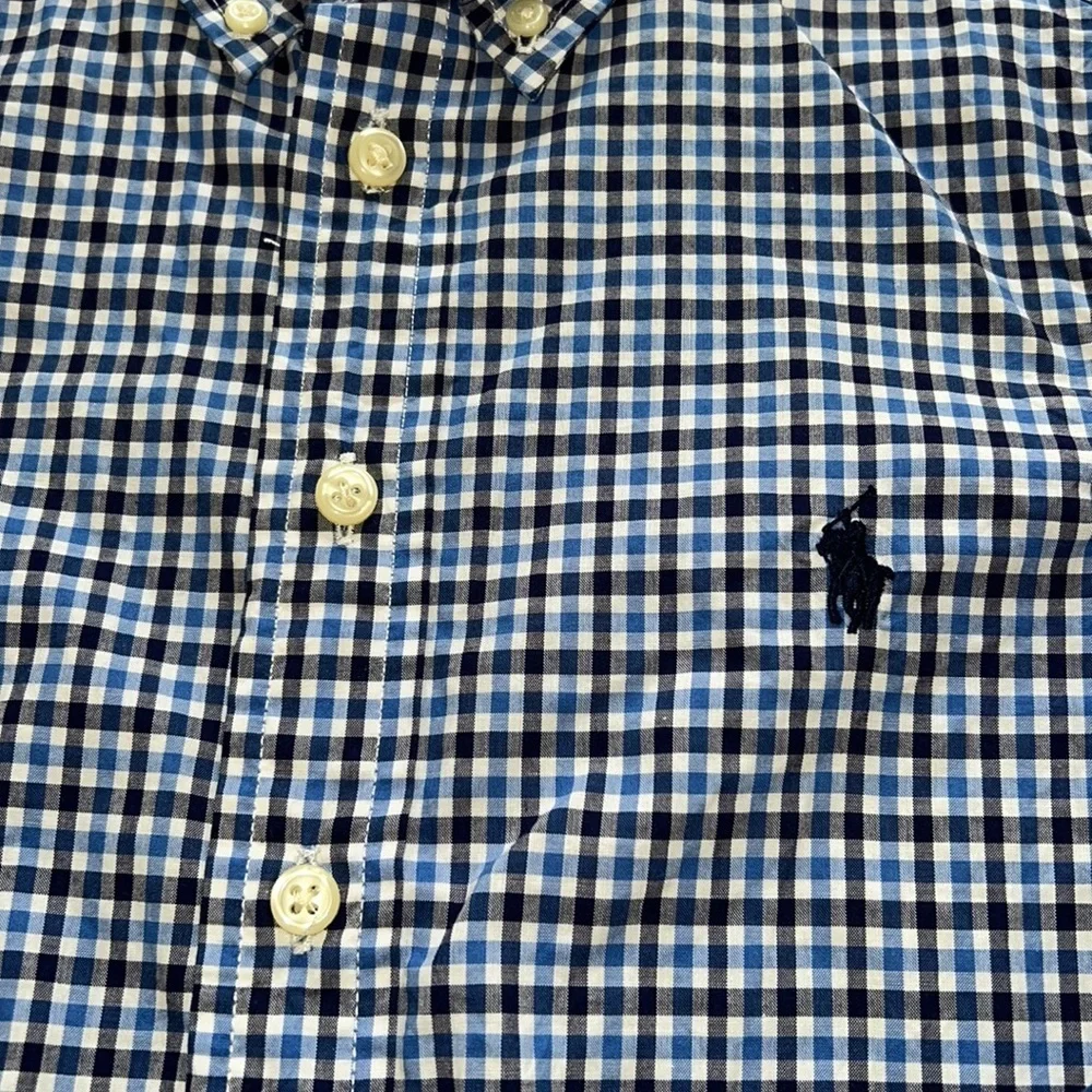 Ralph Lauren boys long sleeved Navy/sky blue & white button down shirt size 8